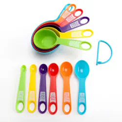 Kitchen Baking Measuring Spoon Set of 12 Pieces, Colorful Plastic Measuring Cups and Spoons with Scale for Flour and Seasonings